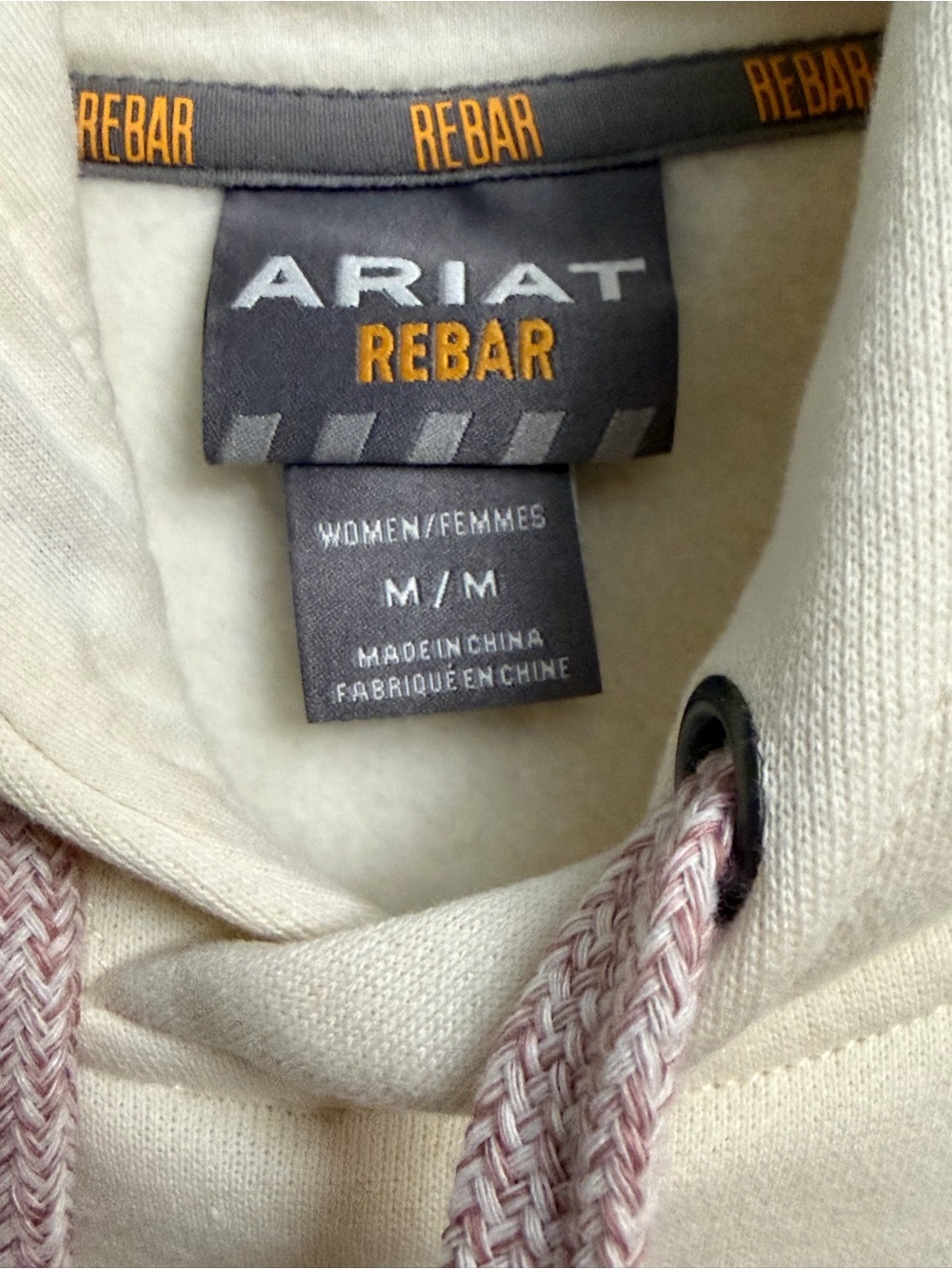 Ariat Cream Hoodie with Pink Script Sleeve - Picture 6 of 8